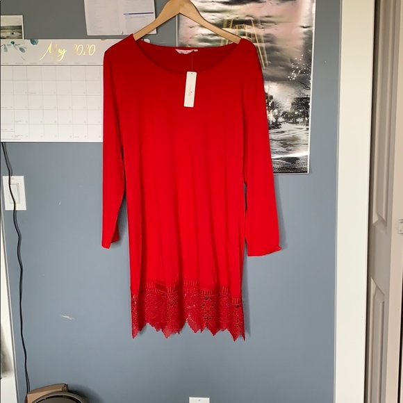 Red Long-sleeve Dress. - Picture 1 of 2